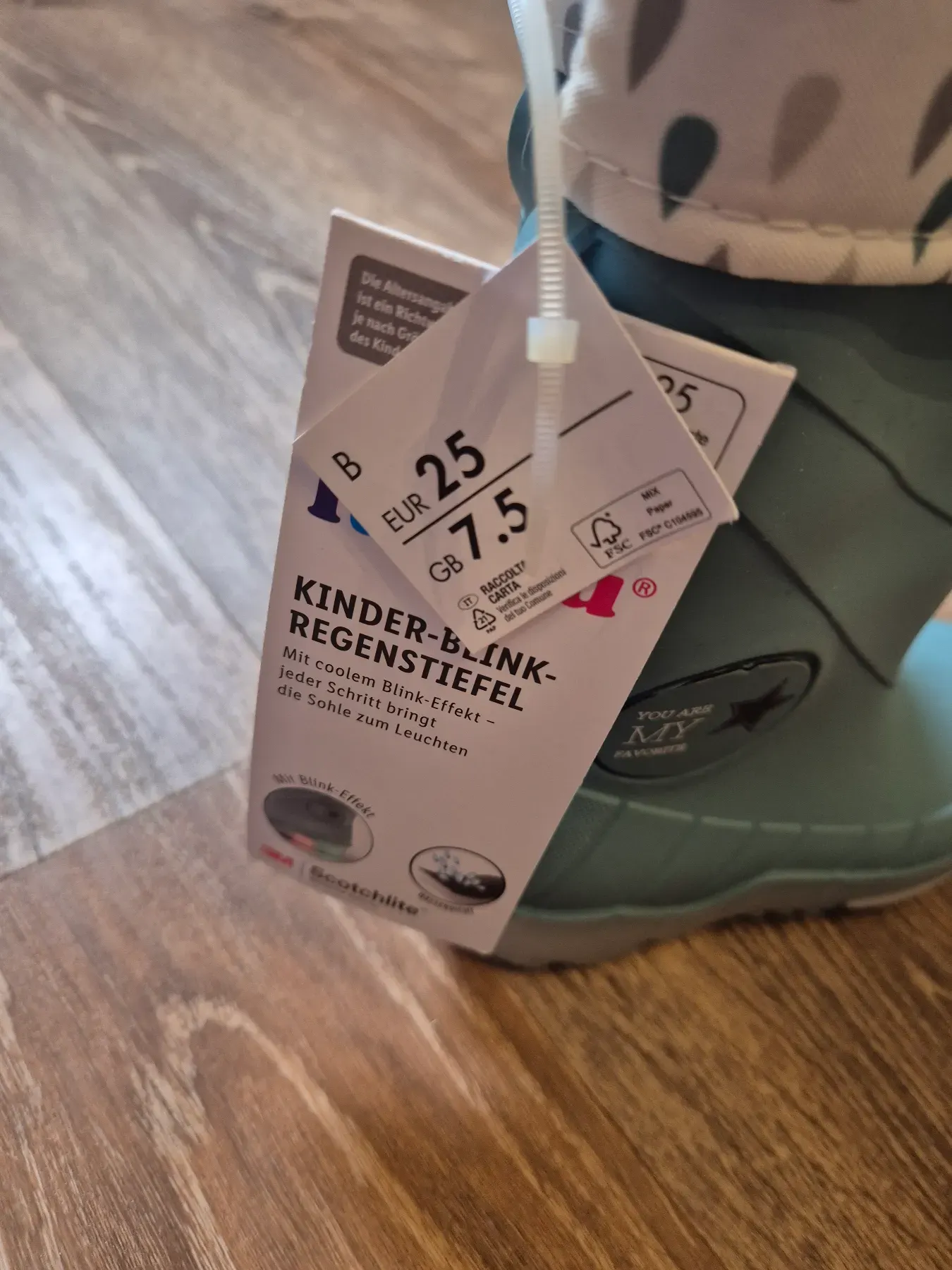 Neu - Regenstiefel mit Licht, gefüttert, Kinder, Lupilu, Größe 25